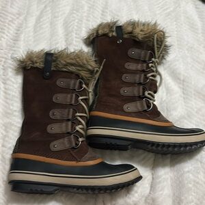 Joan Of Arctic Faux Fur-Trimmed Suede & Leather Lace-Up Boots